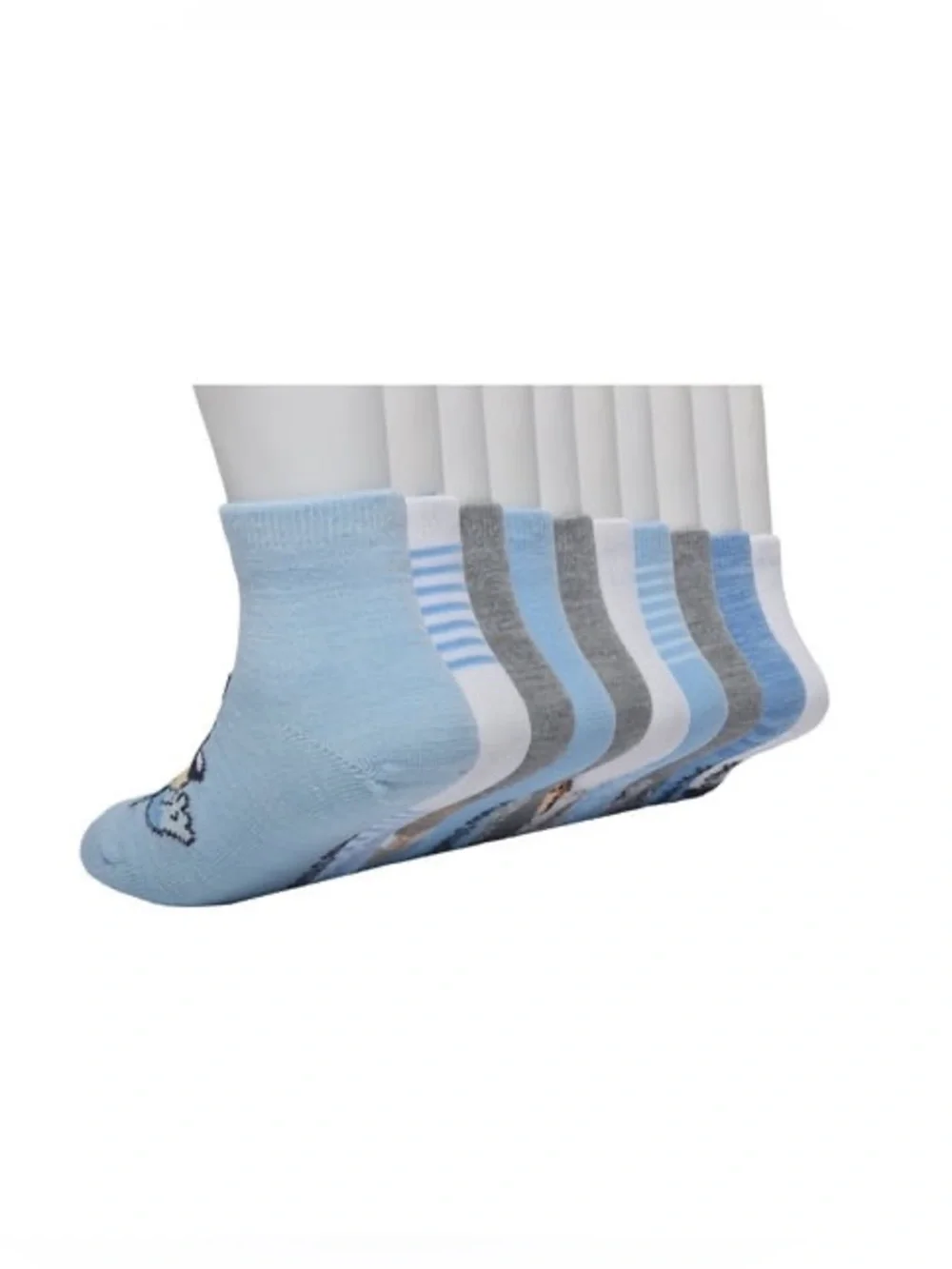 BLUEY BBC KIDS Cartoon Ankle Socks Pack - Blue, White, Gray Sz 4T-5T